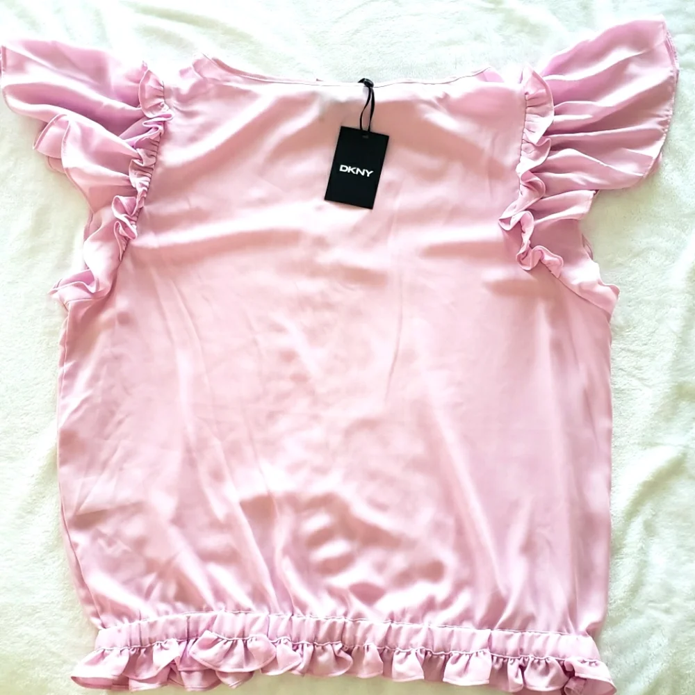 DKNY Pink Lavender Short-Sleeve Blouson Top--XL - Picture 3 of 12